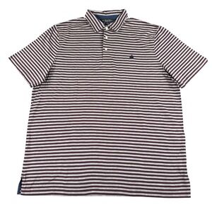 Brooks Brothers Original Fit Polo Shirt XXL Burgundy Gray Striped Cotton Logo